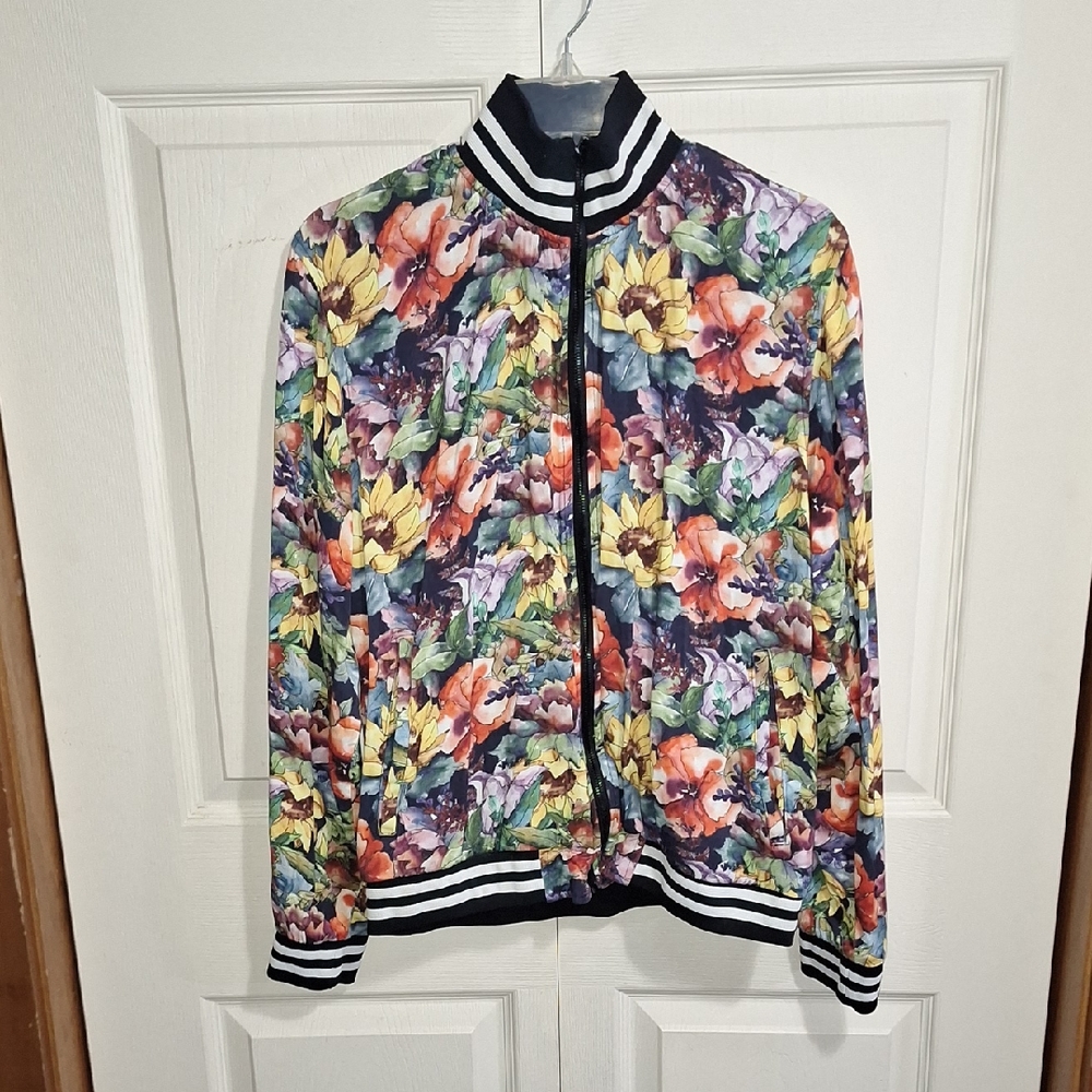Denim & Flower Ricky Singh "Cactus Man" Multicolor Floral Bomber Jacket-L
